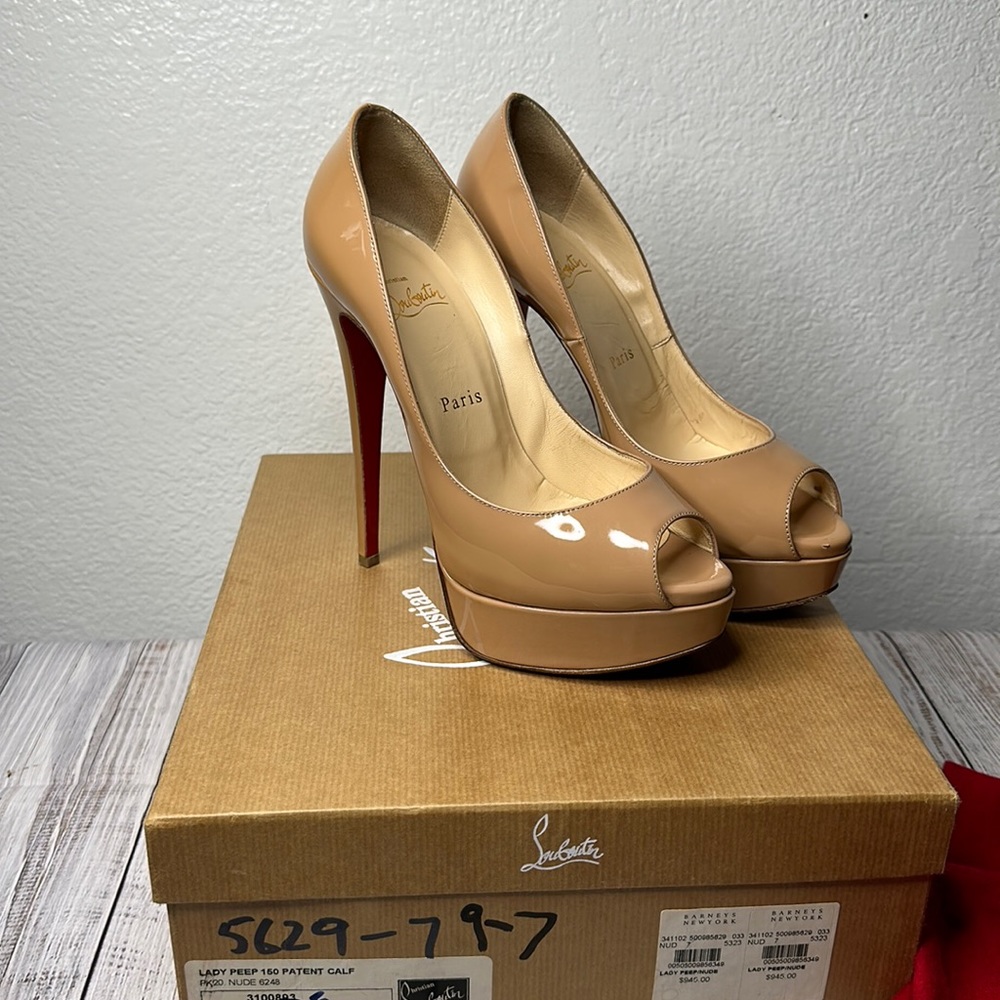 Christian Louboutin lady peep 150 patent calf